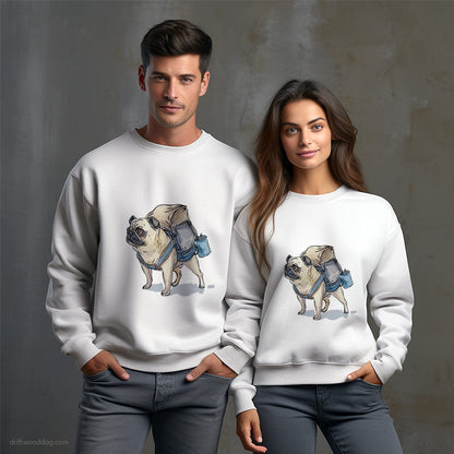 Pug Hiking with a Backpack Sweatshirt – Unisex Sweatshirt for Dog Owners