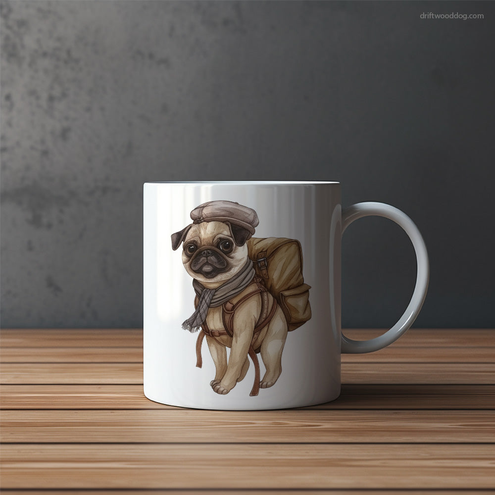 Pug Backpacking Expedition Mug – Funny Dog Coffee Mugs | Quirky Canine Drinkware