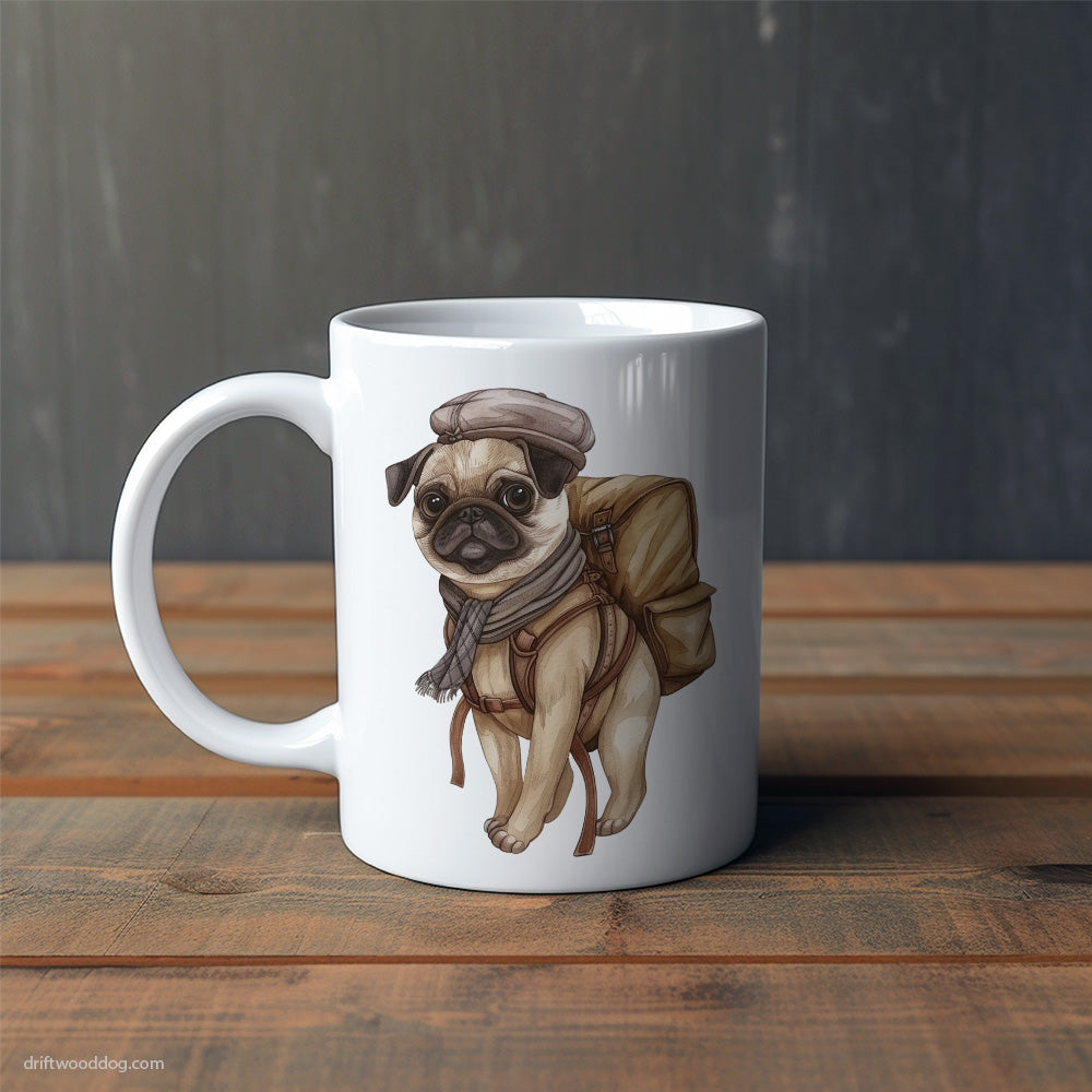 Pug Backpacking Expedition Mug – Cute Dog-Themed Mugs | Perfect Gifts for Dog Lovers