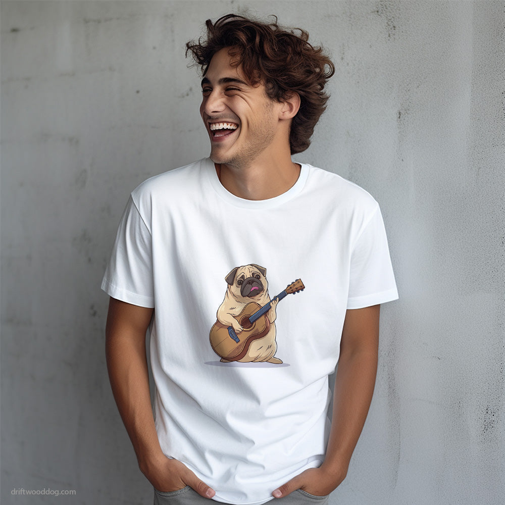 Funny Pug Playing Guitar T-Shirt – Dog T-Shirt for Men