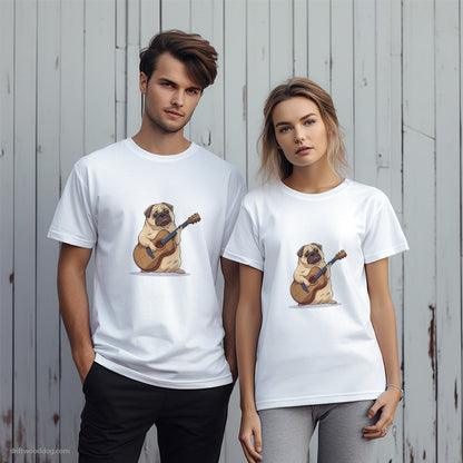 Funny Pug Playing Guitar T-Shirt – Unique Dog T-Shirts for Pet Lovers