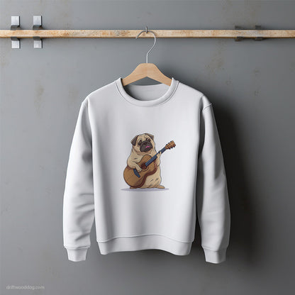 Funny Pug Playing Guitar Sweatshirt – Unisex Sweatshirt for Dog Lovers