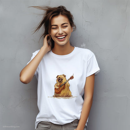 Funny Pug with a Guitar T-Shirt – Custom Dog T-Shirts for Women