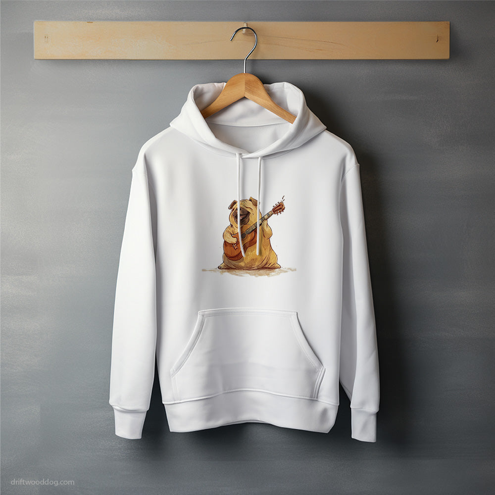 Funny Pug with a Guitar Hoodie – Unisex Hoodie for Dog Lovers