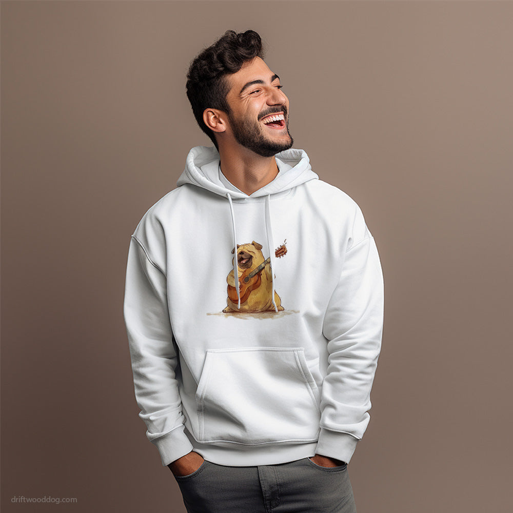 Funny Pug with a Guitar Hoodie – Dog Hoodies for Men