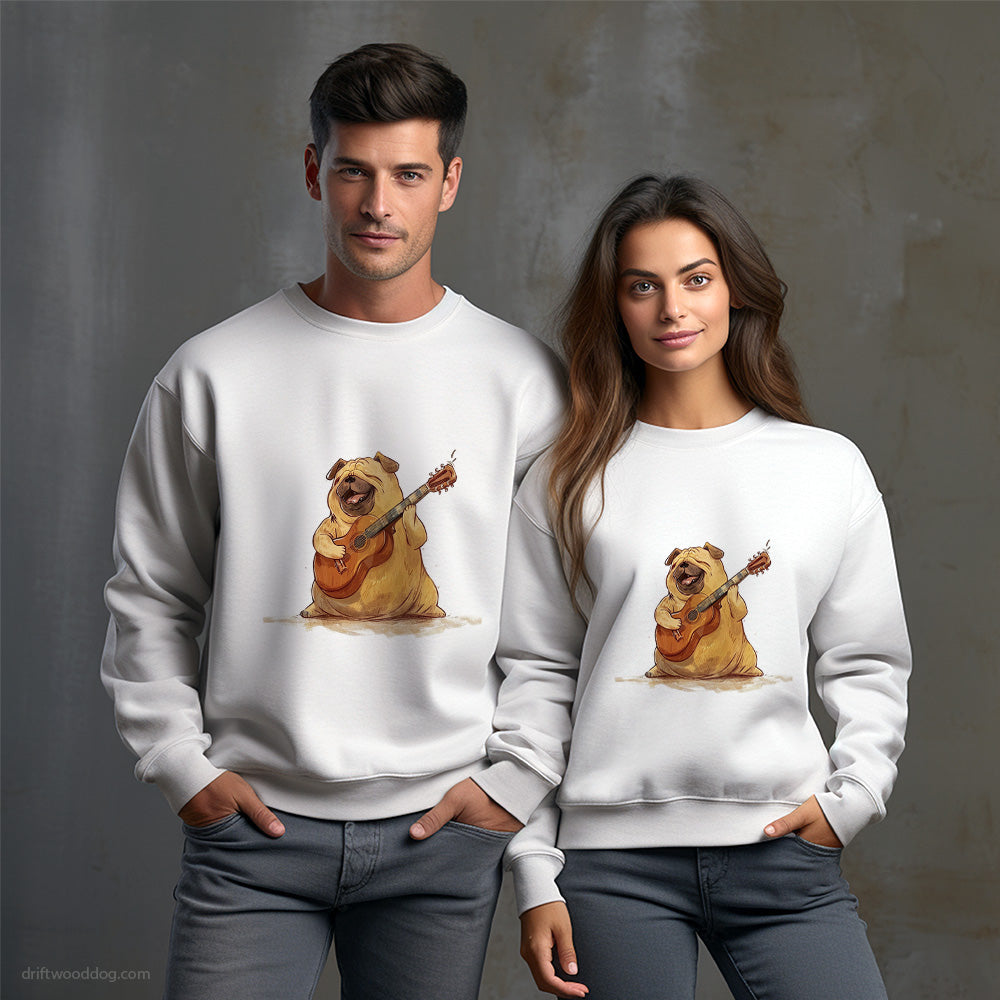 Funny Pug with a Guitar Sweatshirt – Unisex Sweatshirt for Dog Owners