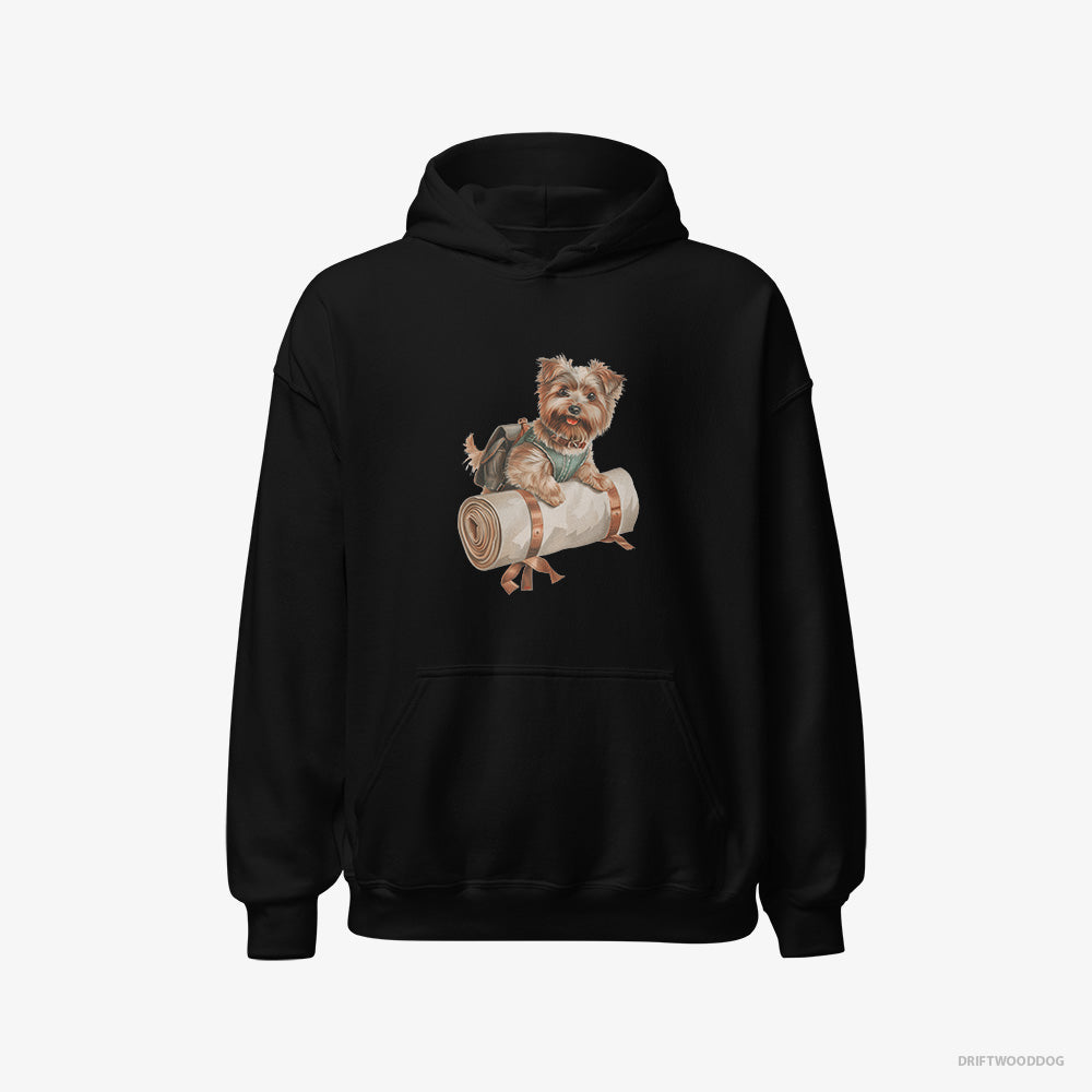 Yorkshire Terrier Hoodie – Men Black Hoodie Classic – Ready for Hiking (on White Background)