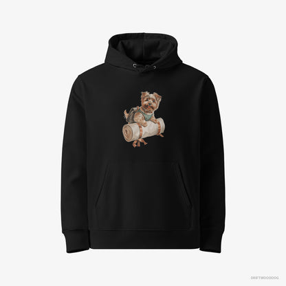 Yorkshire Terrier Ready for Hiking Black Hoodie