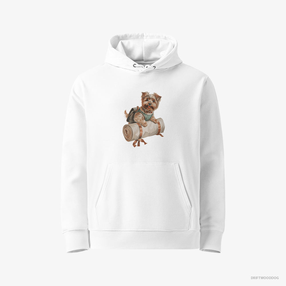 Yorkshire Terrier Hoodie – Men White Hoodie Eco-Friendly – Ready for Hiking (on White Background)