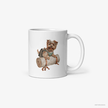 Yorkshire Terrier Ready for Hiking White Mug