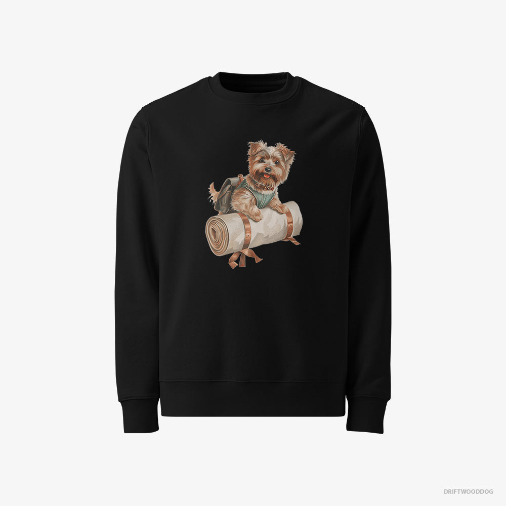 Yorkshire Terrier Sweatshirt – Men Black Sweatshirt Classic – Ready for Hiking (on White Background)