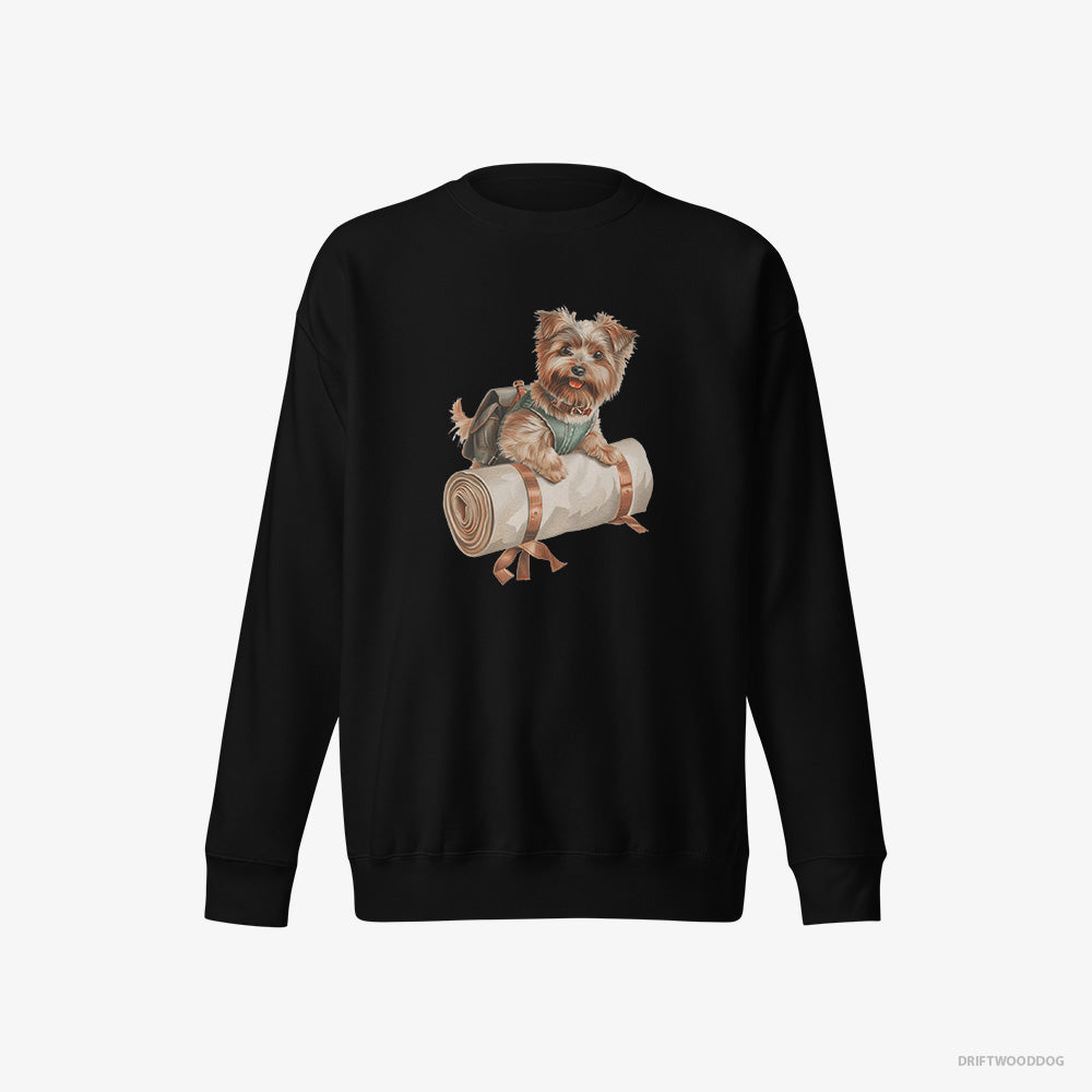 Yorkshire Terrier Sweatshirt – Men Black Sweatshirt Eco-Friendly – Ready for Hiking (on White Background)