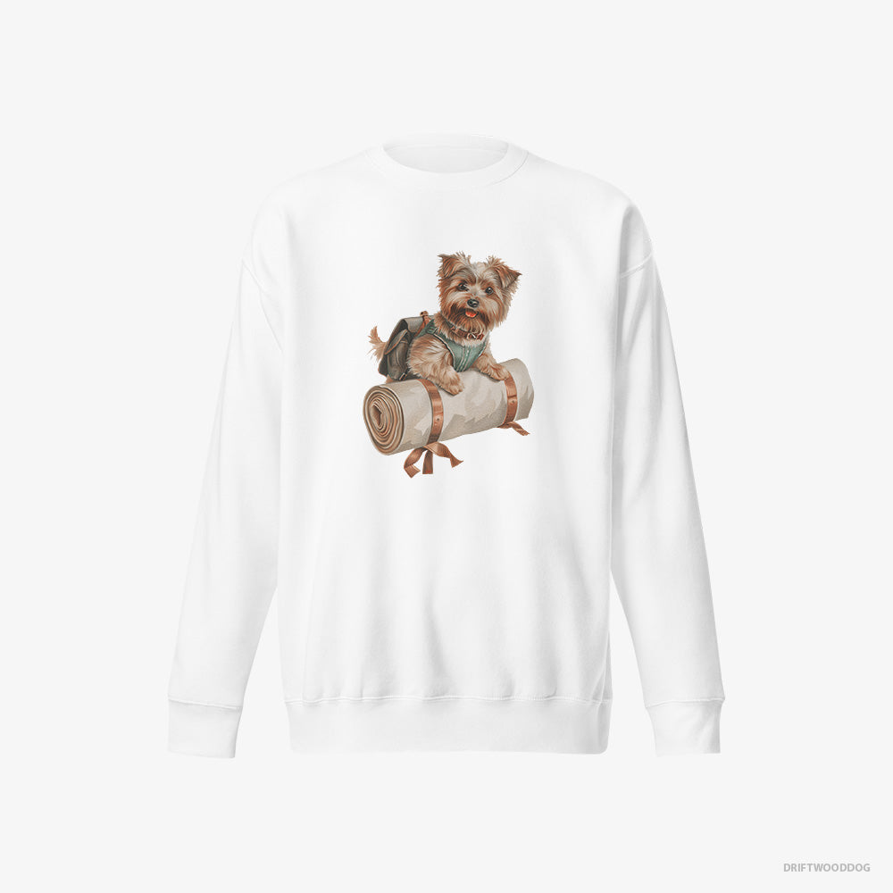 Yorkshire Terrier Sweatshirt – Men White Sweatshirt Eco-Friendly – Ready for Hiking (on White Background)