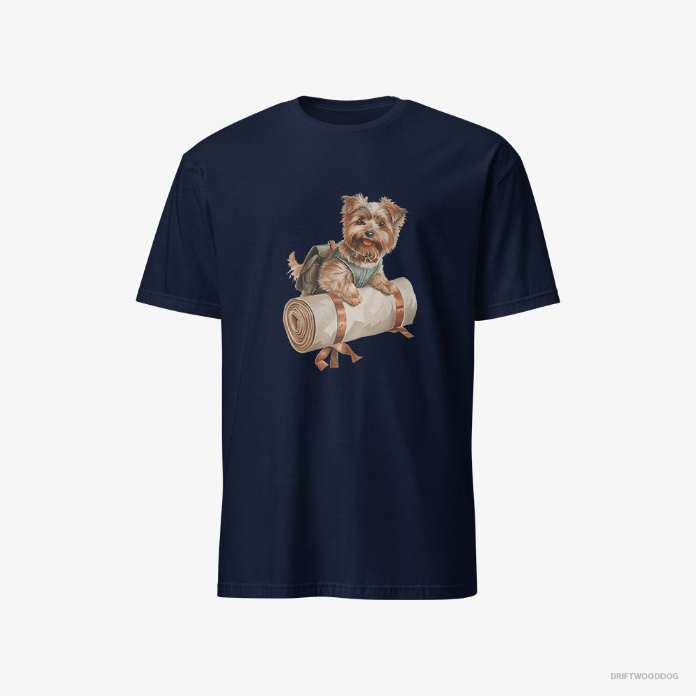 Yorkshire Terrier T-Shirt – Men Navy T-Shirt Classic – Ready for Hiking (on White Background)