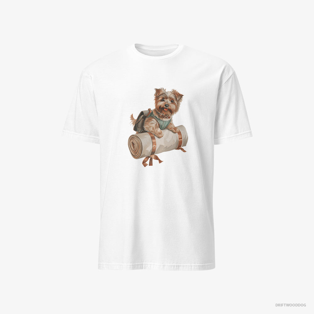 Yorkshire Terrier T-Shirt – Men White T-Shirt Classic – Ready for Hiking (on White Background)