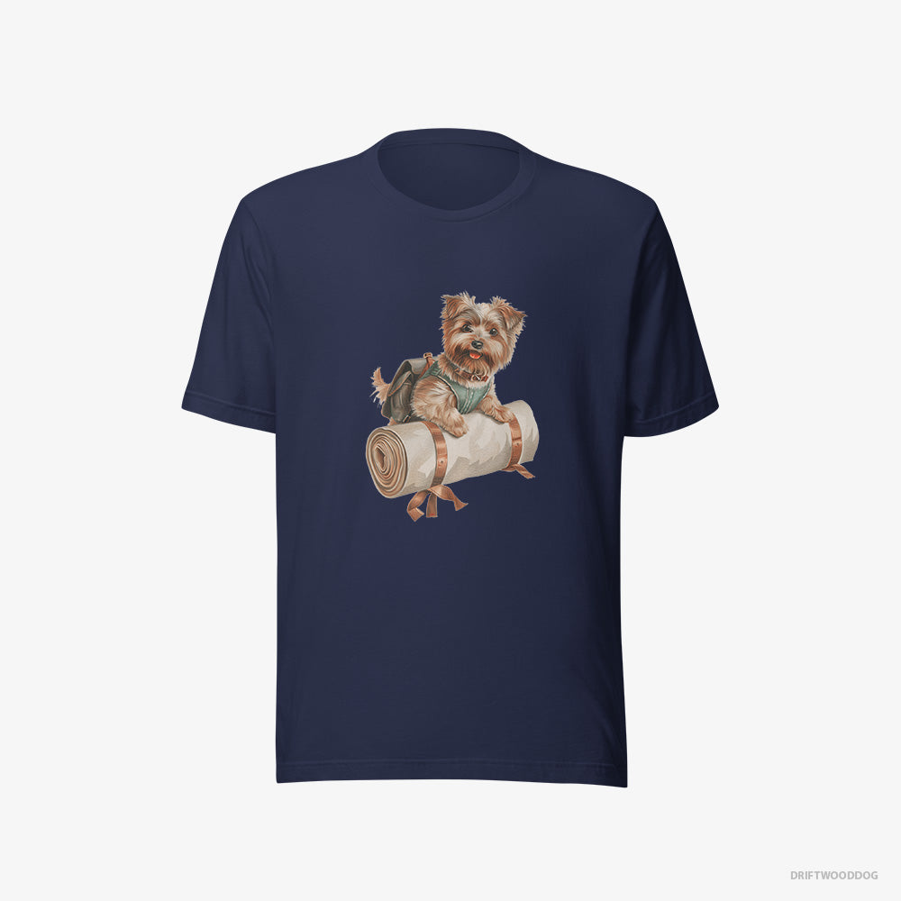 Yorkshire Terrier T-Shirt – Men Navy T-Shirt Eco-Friendly – Ready for Hiking (on White Background)