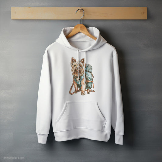 Yorkshire Terrier with a Backpack Hoodie – Unisex Hoodie for Dog Lovers