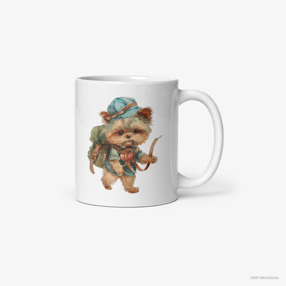 Yorkshire Terrier Rambling with a Rucksack White Mug