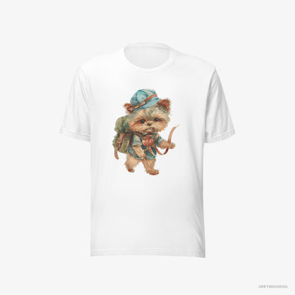 Yorkshire Terrier Rambling with a Rucksack White T-Shirt