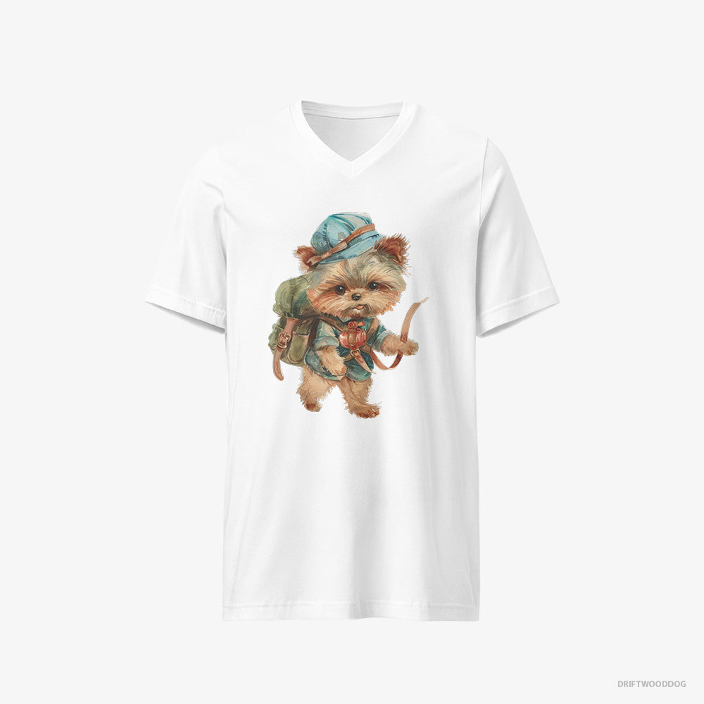 Yorkshire Terrier Rambling with a Rucksack V-Neck T-Shirt