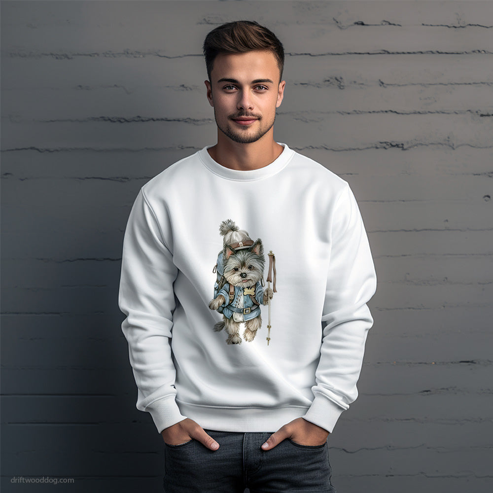 Yorkshire Terrier Hiking with a Backpack Sweatshirt – Unique Dog Sweatshirt for Men