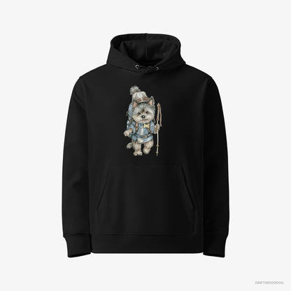 Yorkshire Terrier Hiking with a Backpack Black Hoodie