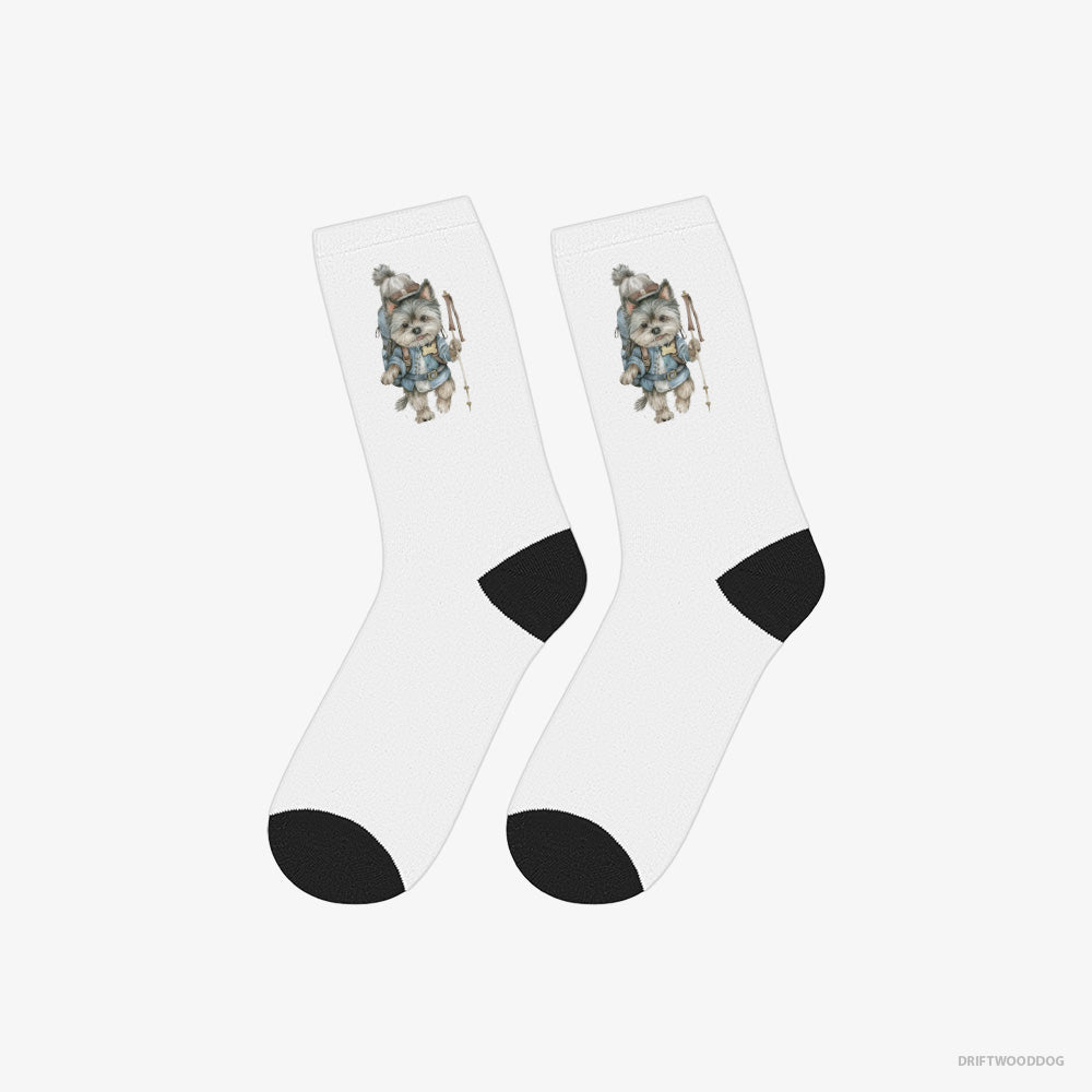 Yorkshire Terrier Hiking with a Backpack – Socks White – Classic