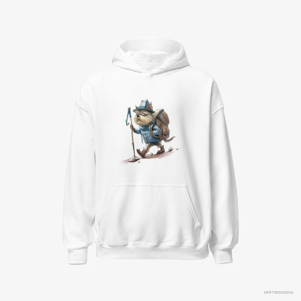 Yorkshire Terrier Hoodie – Men White Hoodie Classic – Hiking (on White Background)