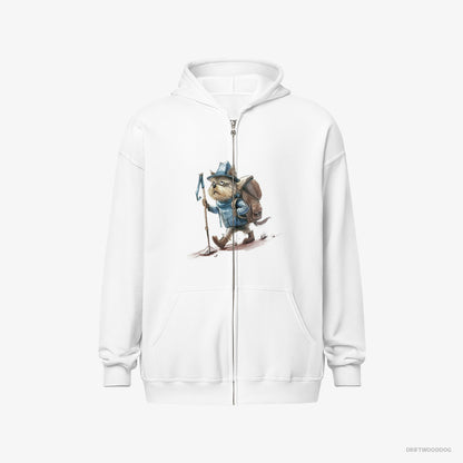 Yorkshire Terrier Hoodie – Men White Hoodie Full-Zip – Hiking (on White Background)