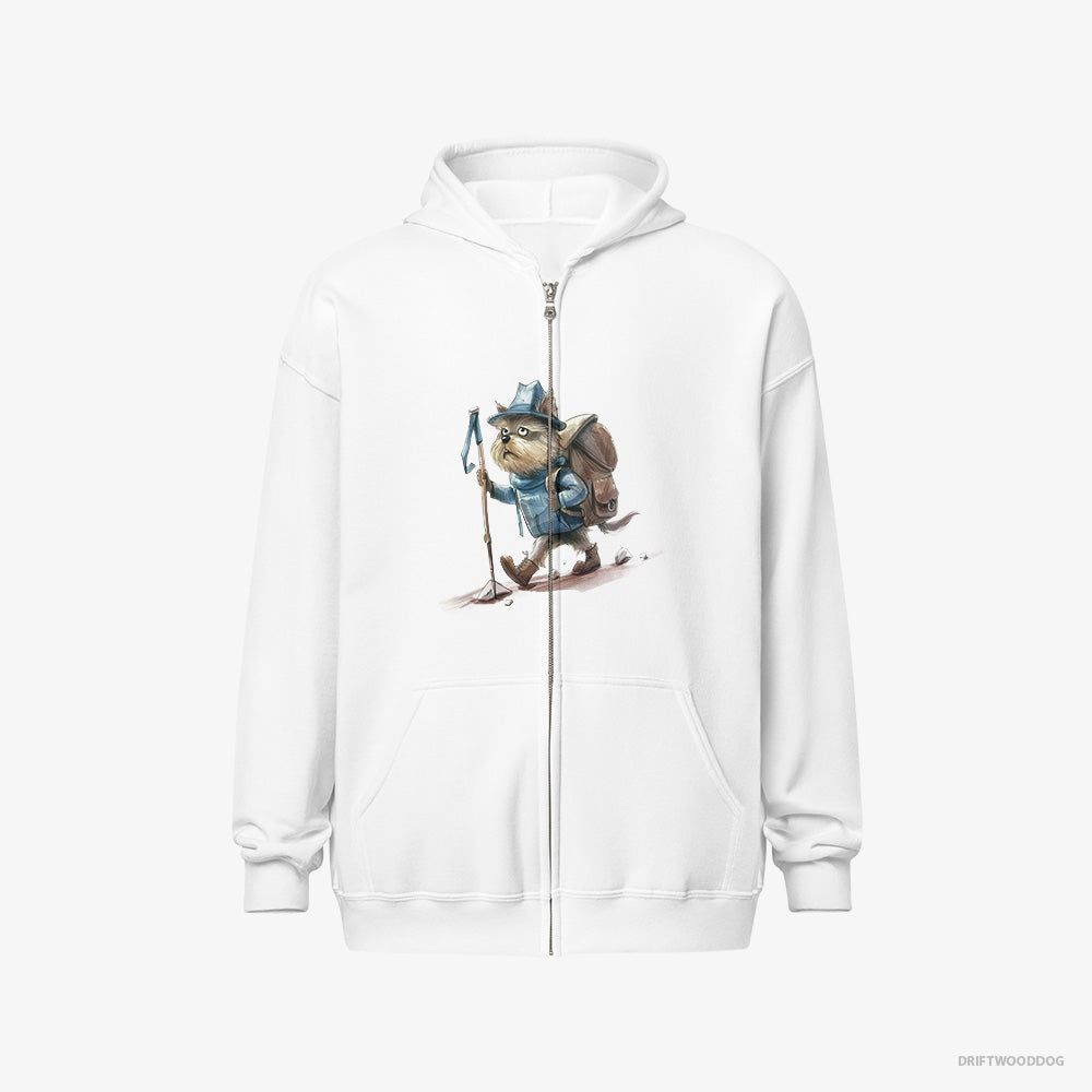 Funny Yorkshire Terrier Hiking – Men's Hoodie White Full-Zip – Full-Zip