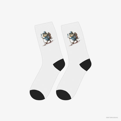 Yorkshire Terrier Socks – Unisex White Socks Classic – Hiking (on White Background)