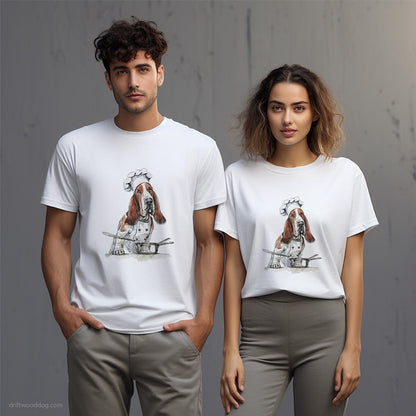 Basset Hound Dressed as a Cook T-Shirt – Unisex T-Shirt for Dog Lovers 