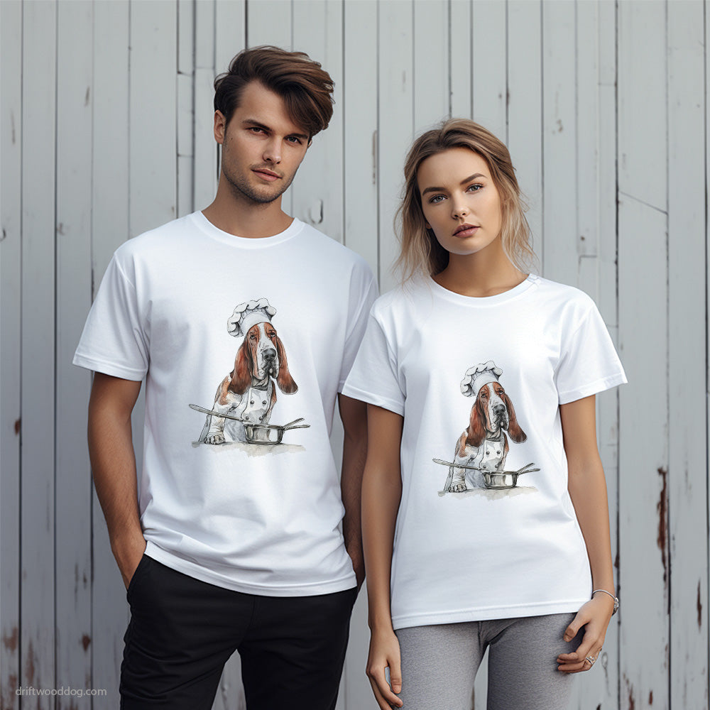 Basset Hound Dressed as a Cook T-Shirt – Unique Dog T-Shirts for Pet Lovers