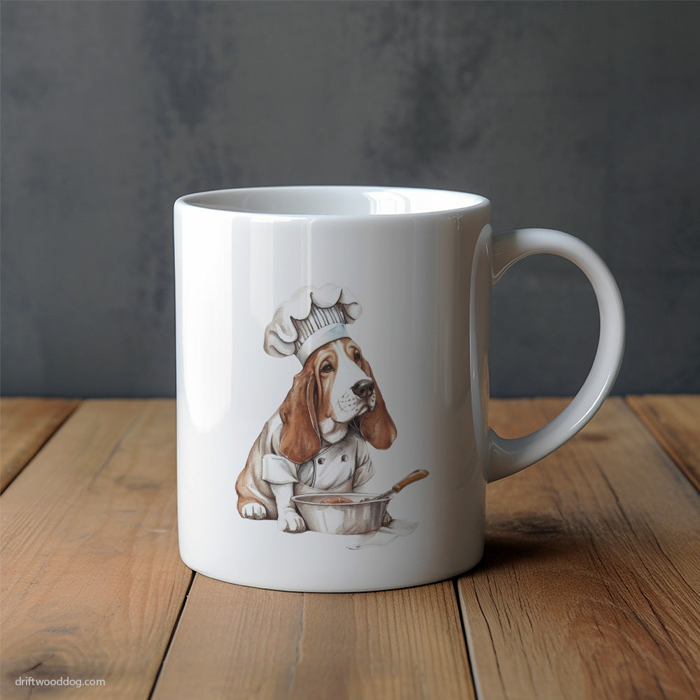 Chef Basset Hound Cooking Meals Mug – Unique Dog Cups | Dog-Themed Mugs