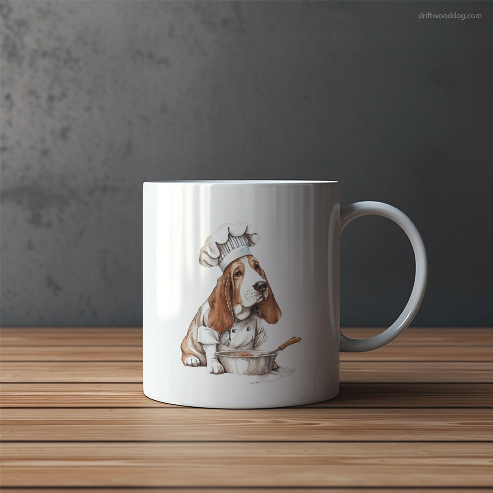 Chef Basset Hound Cooking Meals Mug – Funny Dog Coffee Mugs | Quirky Canine Drinkware