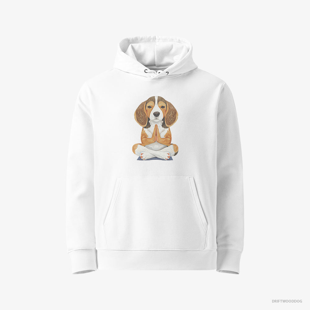 Deep in Thought Beagle Doing Yoga – Women's Hoodie White Eco – Eco-Friendly