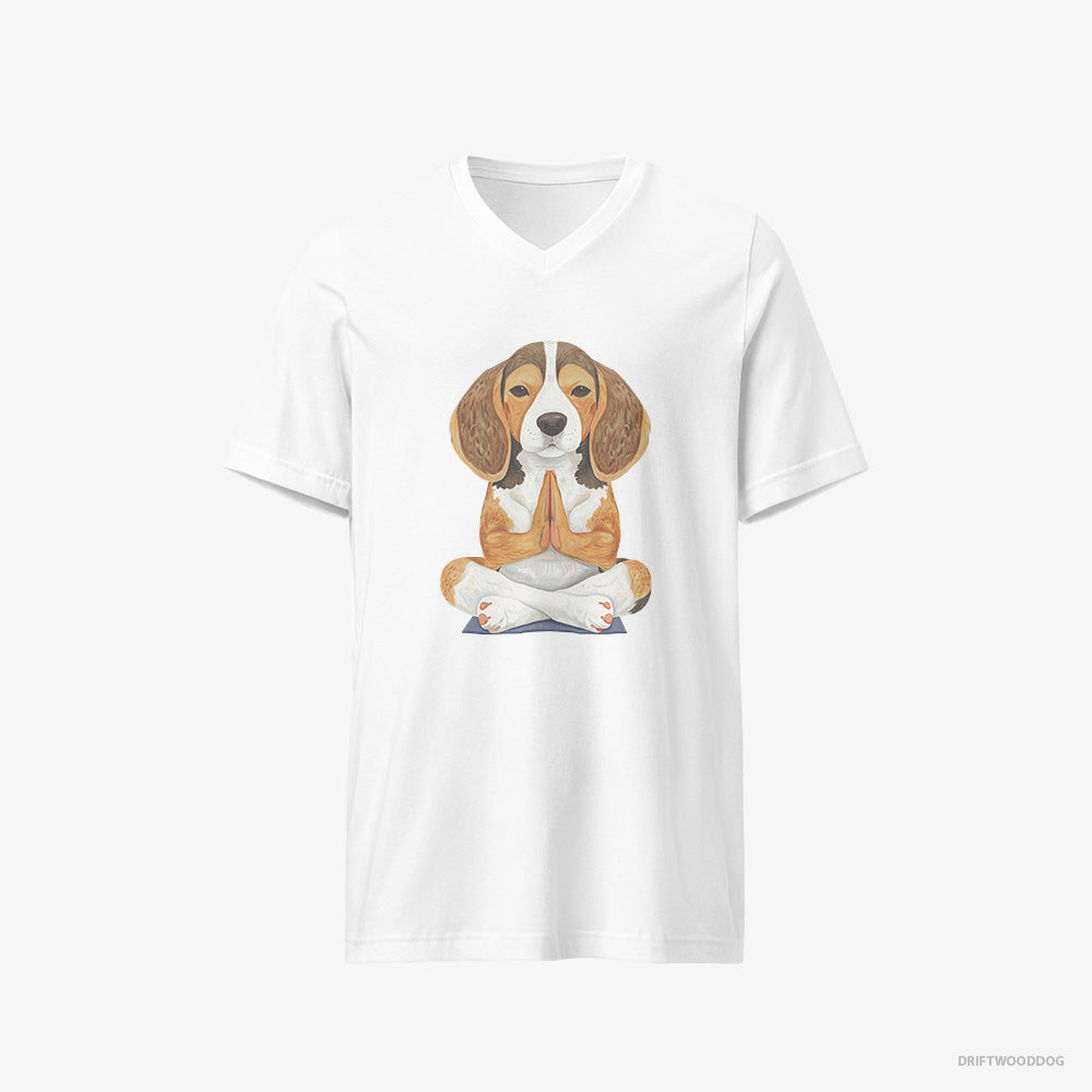 Beagle Doing Yoga V-Neck T-Shirt