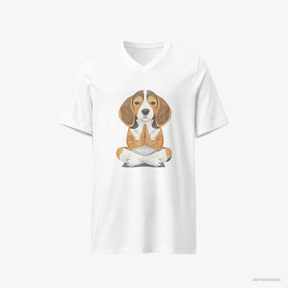 Beagle Doing Yoga White T-Shirt