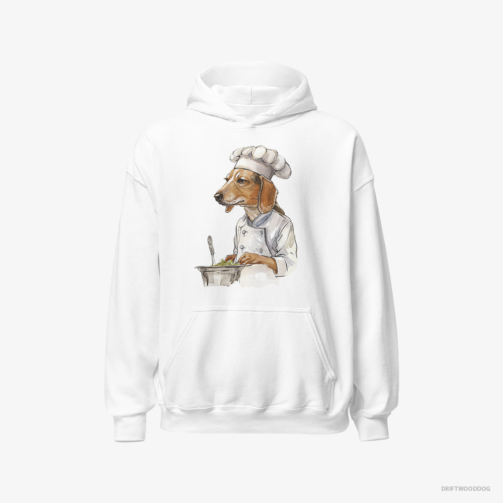 Beagle Hoodie – Men White Hoodie Classic – Cooking Meals (on White Background)