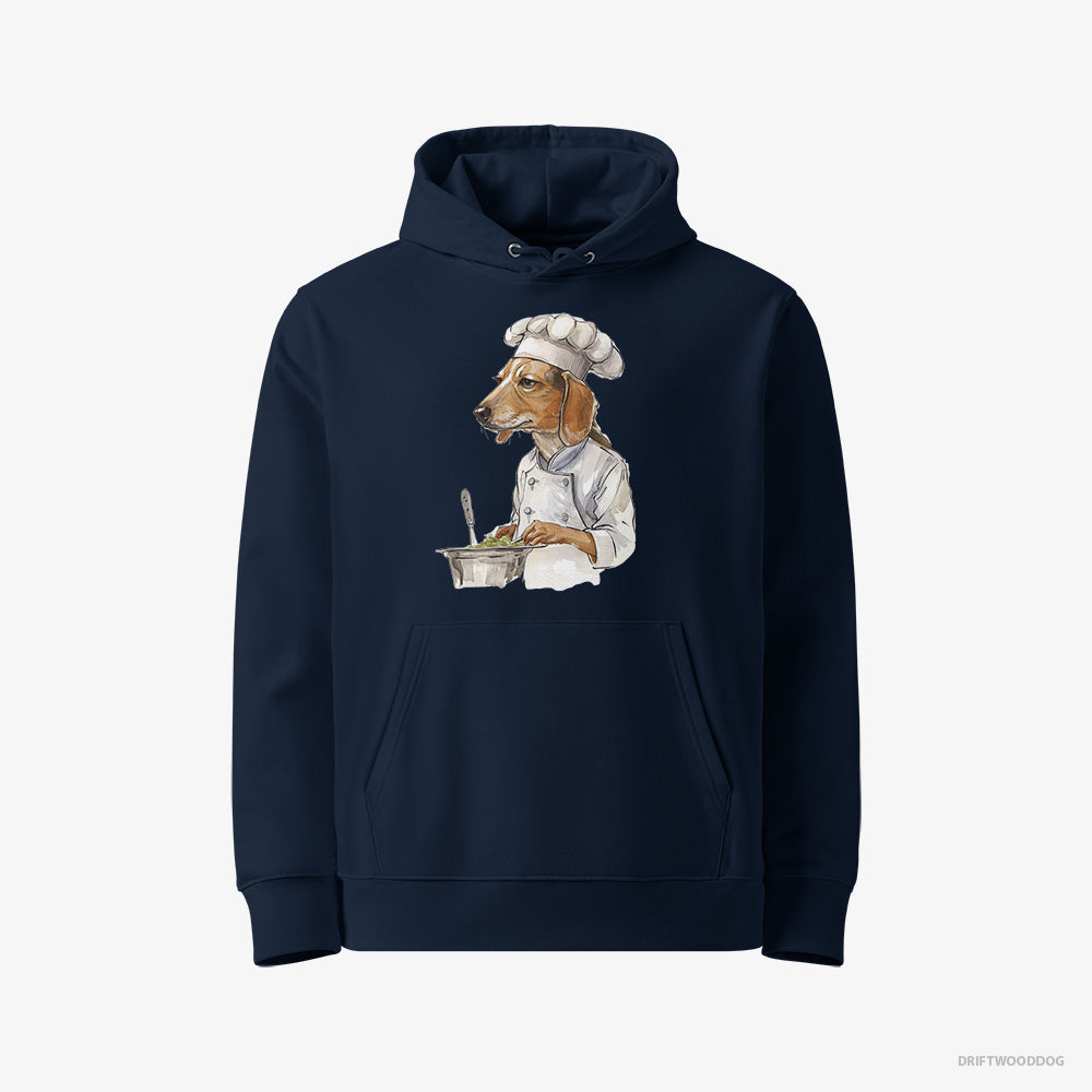 Beagle Hoodie – Men Navy Hoodie Eco-Friendly – Cooking Meals (on White Background)