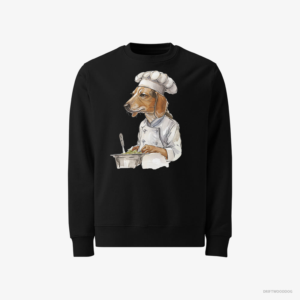 Beagle Sweatshirt – Men Black Sweatshirt Classic – Cooking Meals (on White Background)