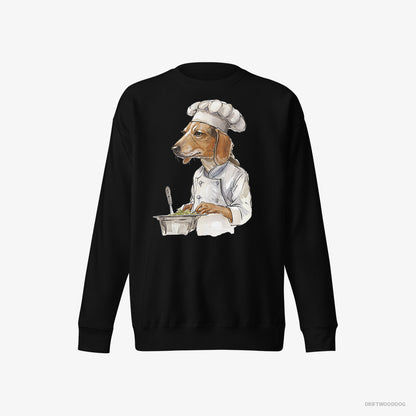 Beagle Sweatshirt – Men Black Sweatshirt Eco-Friendly – Cooking Meals (on White Background)