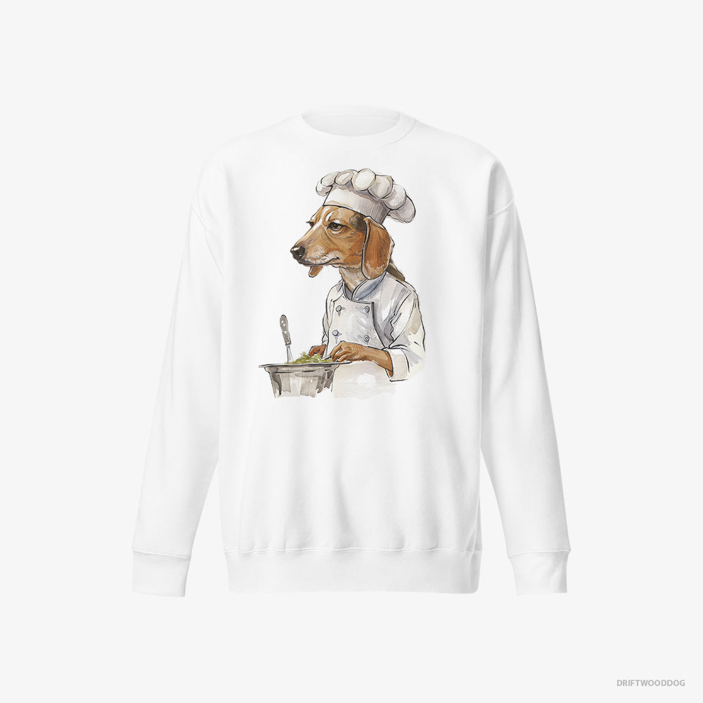 Beagle Sweatshirt – Men White Sweatshirt Eco-Friendly – Cooking Meals (on White Background)