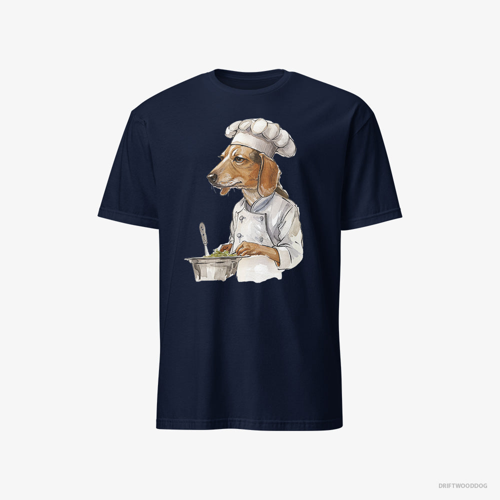 Beagle T-Shirt – Men Navy T-Shirt Classic – Cooking Meals (on White Background)