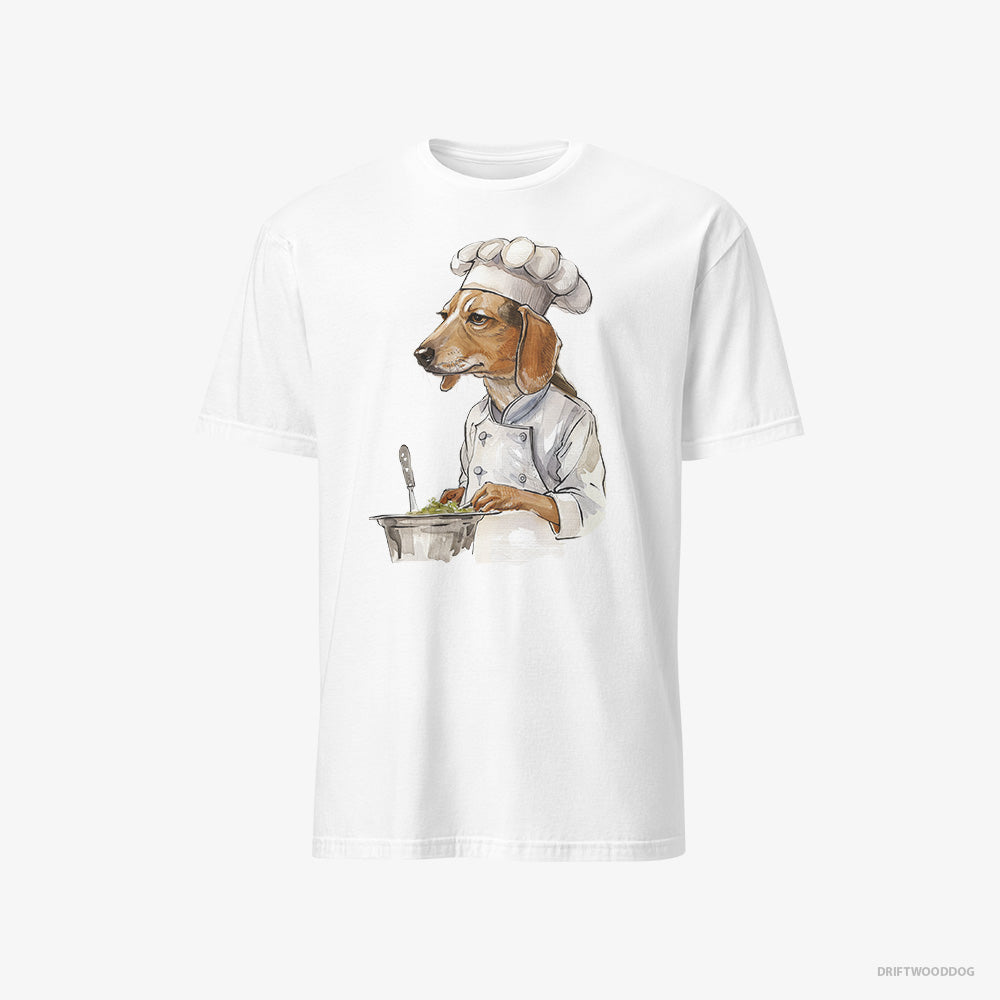 Beagle T-Shirt – Men White T-Shirt Classic – Cooking Meals (on White Background)