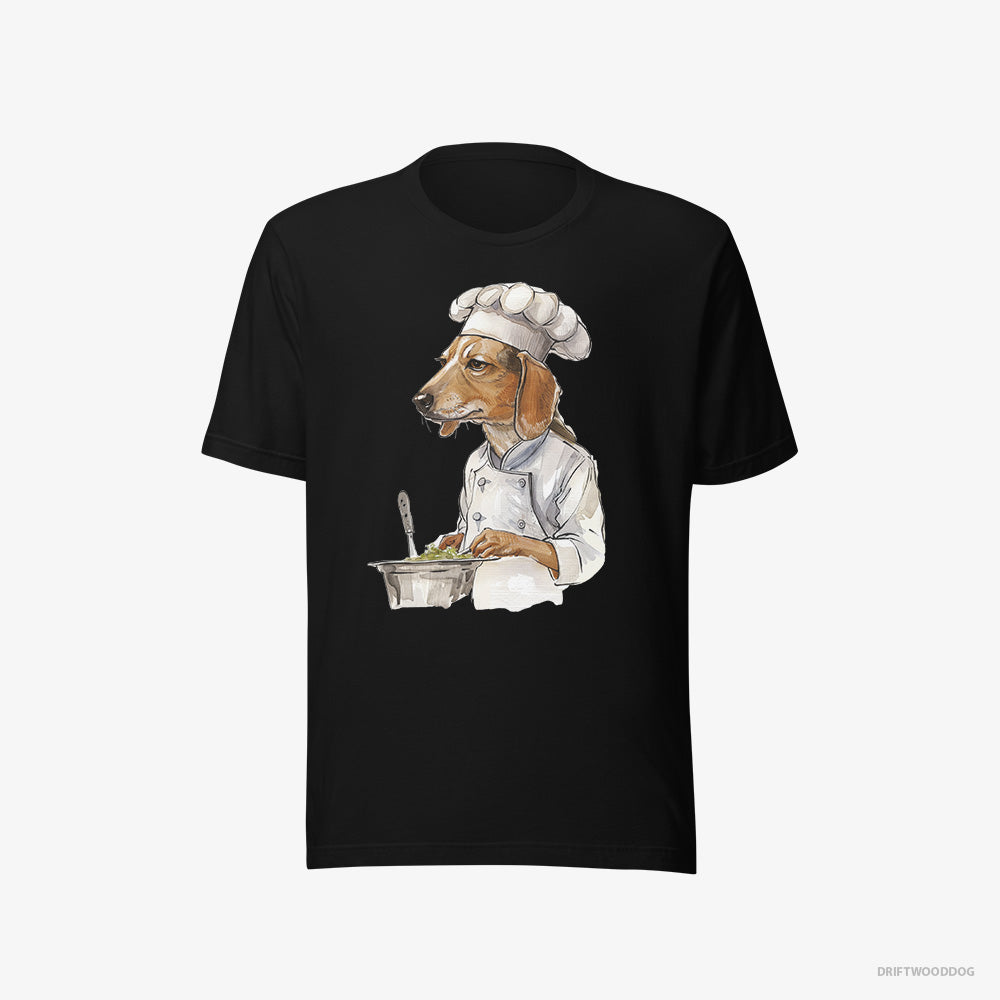 Beagle T-Shirt – Men Black T-Shirt Eco-Friendly – Cooking Meals (on White Background)