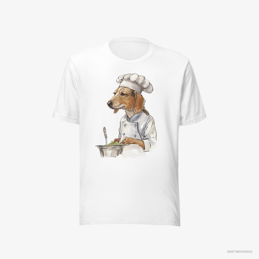 Beagle T-Shirt – Men White T-Shirt Eco-Friendly – Cooking Meals (on White Background)