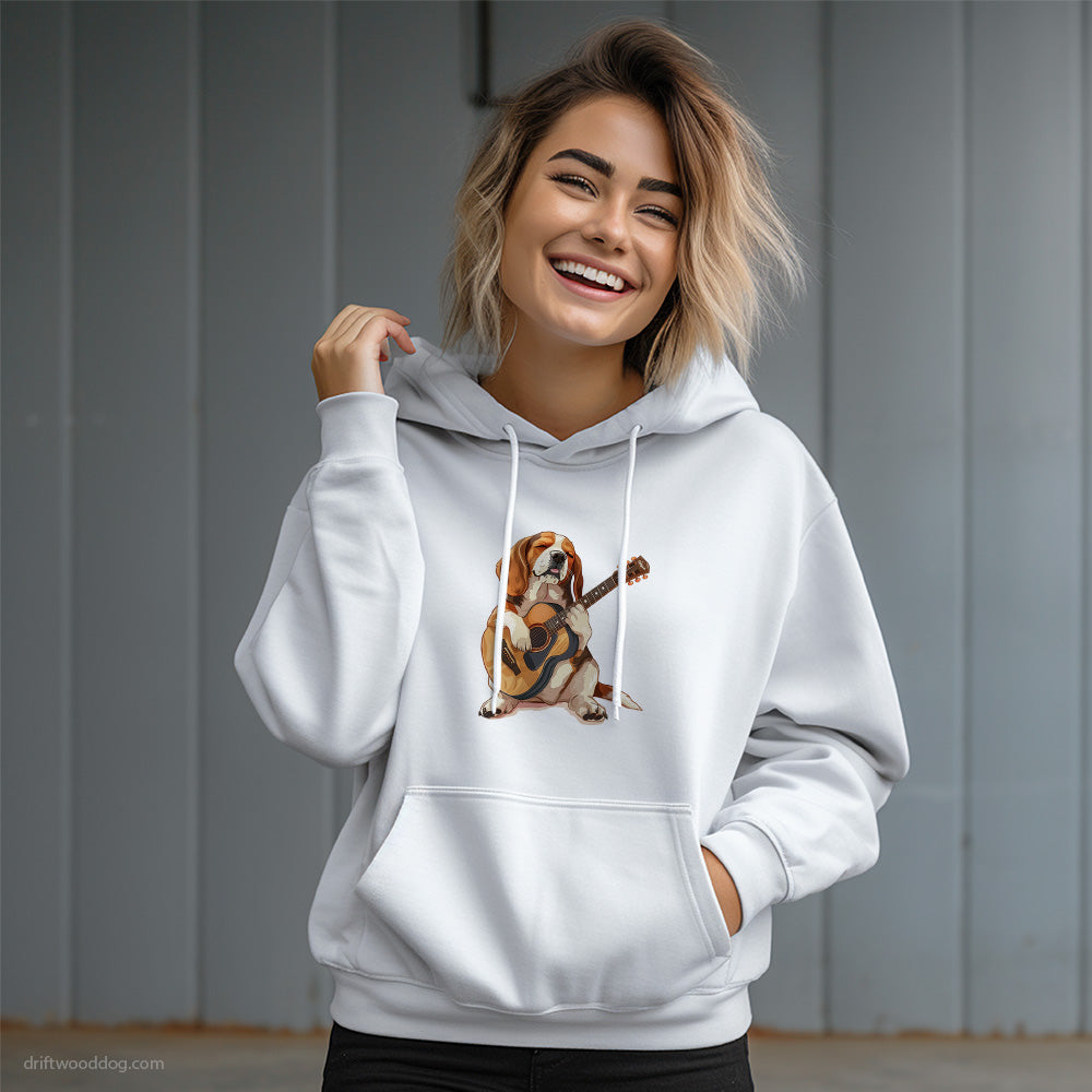 Romantic Beagle Playing Acoustic Guitar Hoodie – Dog Graphic Hoodie for Women