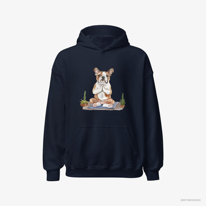 Bulldog Meditating during Yoga Navy Hoodie