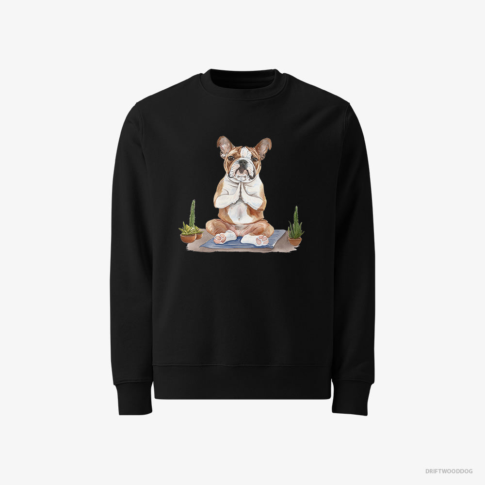 Peaceful Bulldog Meditating during Yoga – Women's Sweatshirt Black – Classic